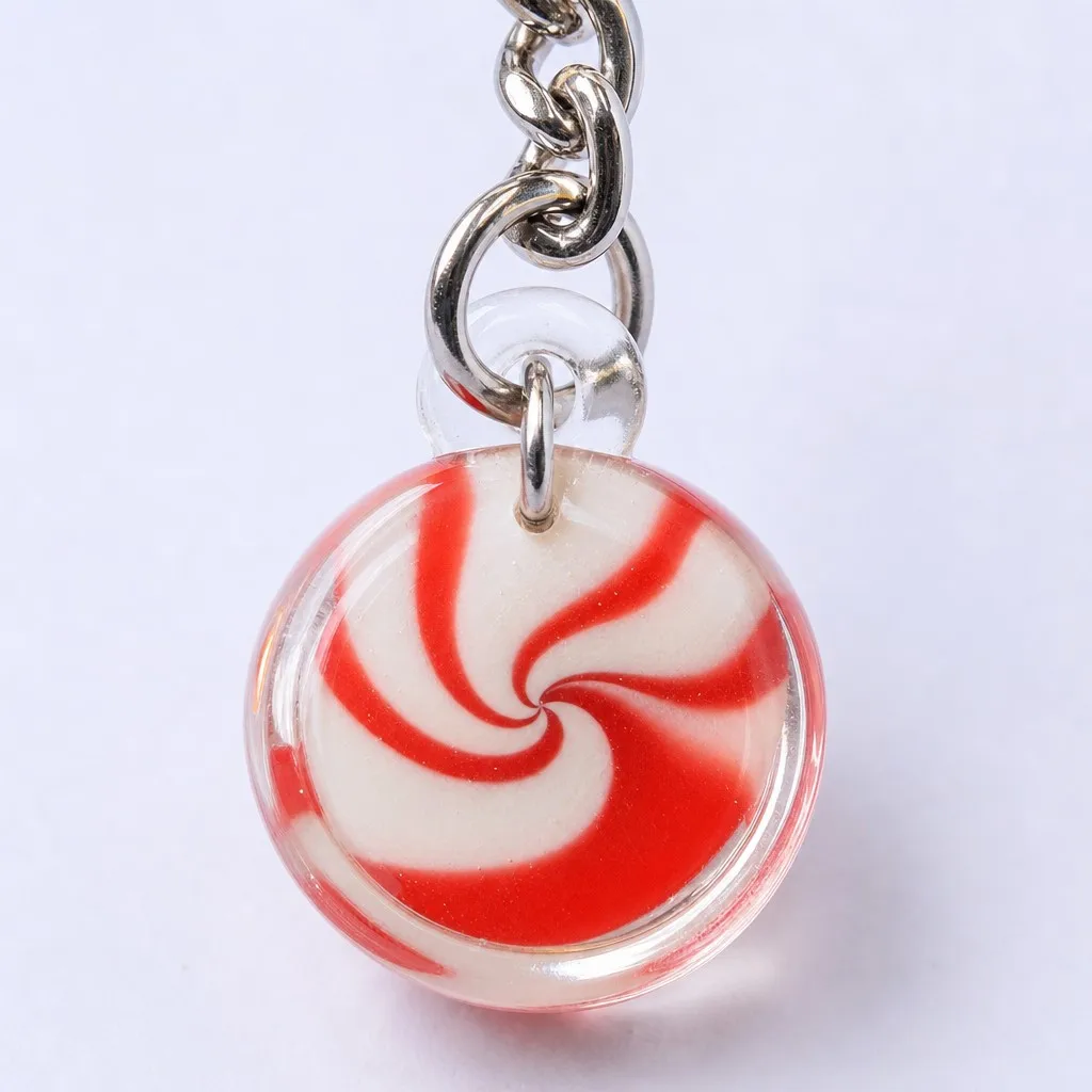 Peppermint Dome Candy Macro Keychain