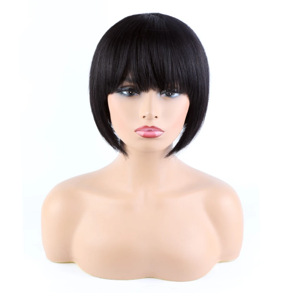 

natural 100% human hair straight BOB with bangs Short wig vendors brazilian hair wigs for black women virgin human hair wigs