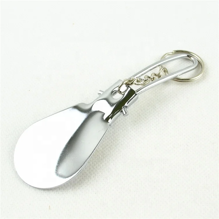 

Professional 11.5CM Small Foldable Custom Metal Shoe Horn With Keychain