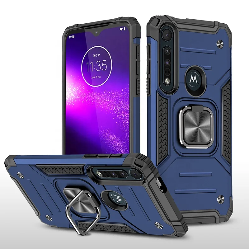 

Unique Ring Holder Kickstand Magnetic TPU PC phone cover accessories case For Motorola One Macro / G8 Plus /Play, Multi colors