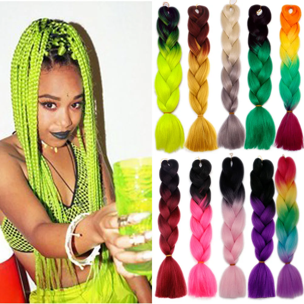 

Multi Color Contrast Braiding Hair Hair Extension Synthetic Braiding Wigs, Pics