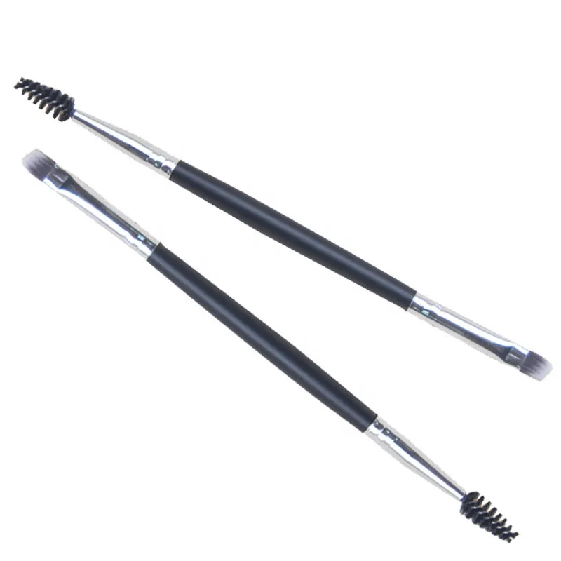 

No MOQ Angled Double-Sided Brow Brush Eyebrow Brush Comb Professional Beauty Makeup Brushes, Black