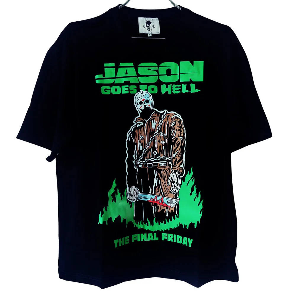 

Warren Black Friday 13th Lotas Jason Print Tees Oversized Punk T-shirt Cotton Shirt Men's Clothes Hip Hop High Street Clothes