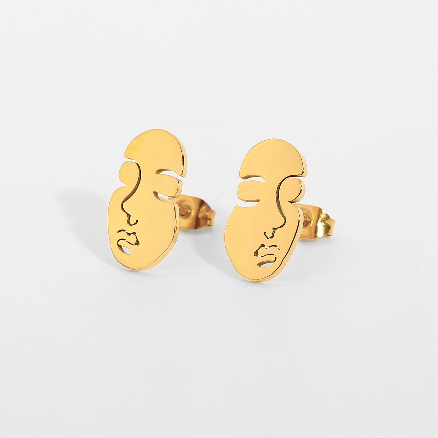 

Unique Human Face Earrings Party Birthday Jewelry Abstract Art Gold Plated Stainless Steel stud Earrings