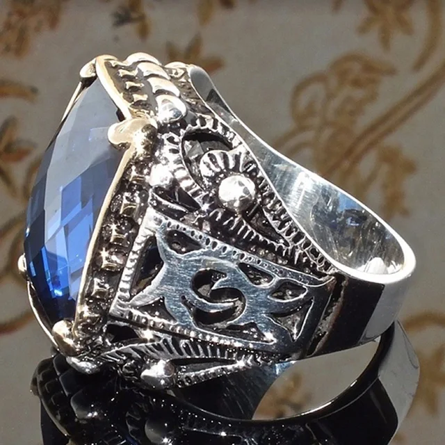 

925 Pierre Bagues Bleu Sterling 935 Bague De Luxe En Argent Pour Homme Et Femme