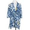 Front tie female ruana print kimono women beachwear spring wrap ladies cover up custom shawl