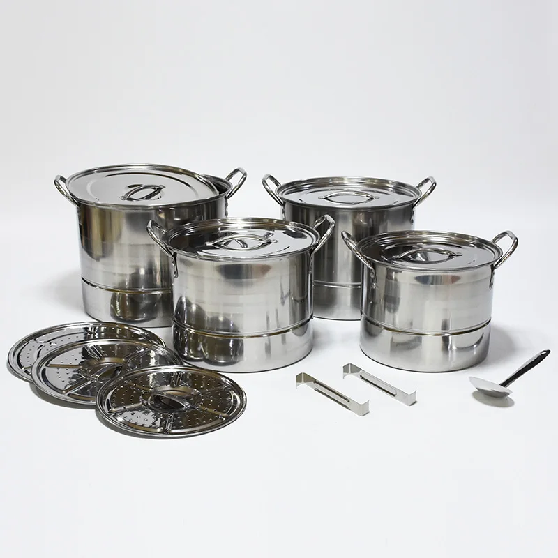

4 pcs eco-friend stainless steel kitchen soup cooking pots cookware set with kitchenware tools, Stainless steel color