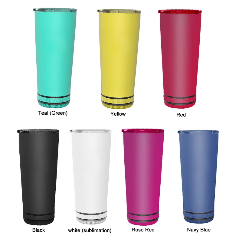 

2021 Summer New Color Outdoor Vacuum Vasos Water Bottle Blue teeth Speaker Music Cup