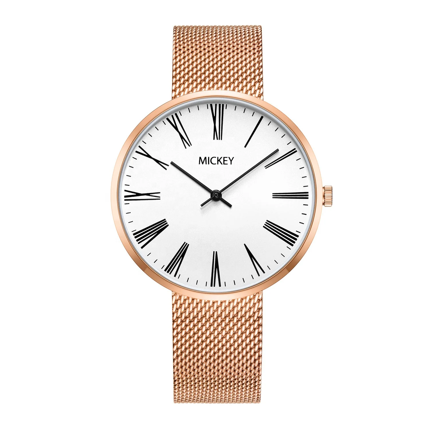 

High Quality Roman Numeral Japan Movement Mesh Strap Men Quartz Wrist Watch