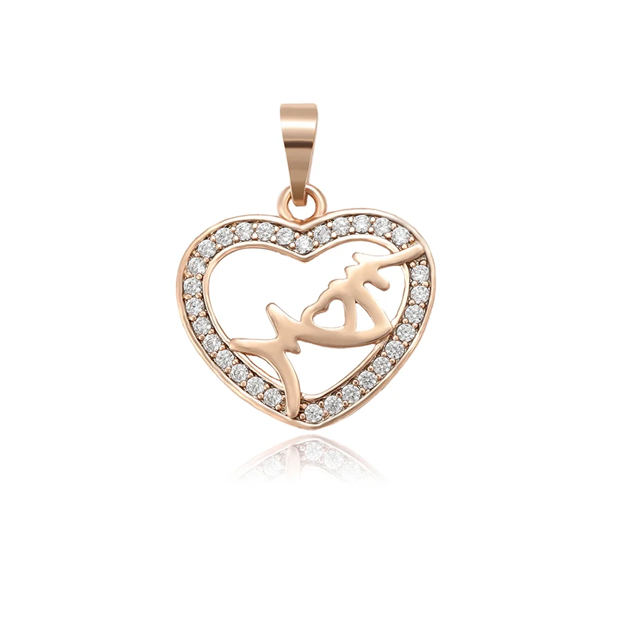 

35415 Xuping Christmas promotional gift stone heart-shaped pendant gold jewelry letter mom Pendants & Charms