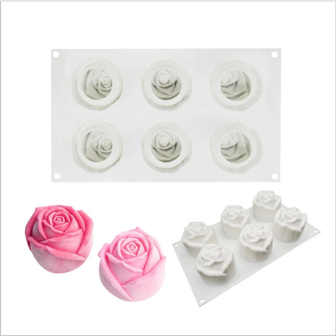 

Fusimai DIY Molds Biggest Flowers 3d Silicon Silicone 6 cavity Rose Candle Mold