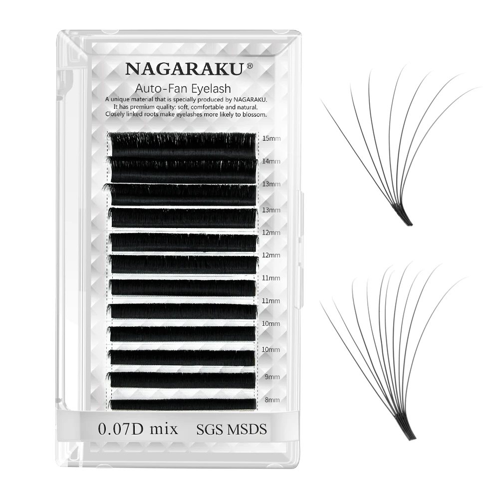 

NAGARAKU Easy Fanning Eyelash Extension Russian Volume Lash 3D-10D Auto Fans Mink Bloom 0.05 0.07 Pre-bonded Lash