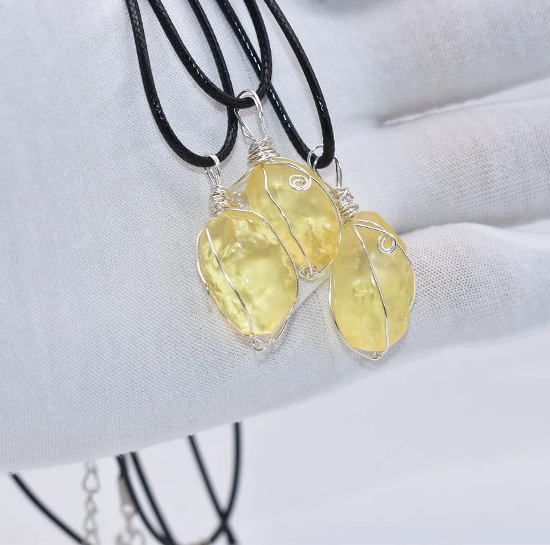 

Hot sale natural crystals healing stones libyan desert glass gemstone pendant charm necklace, Picture shows