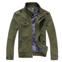 

Fashion style men's slim fit washed cotton army green military casual jacket for men