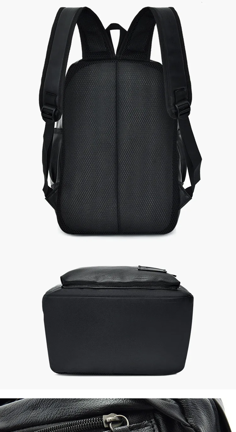 男士背包新款时尚笔记本电脑背包大容量时尚 pu 皮革背带背包防水背包