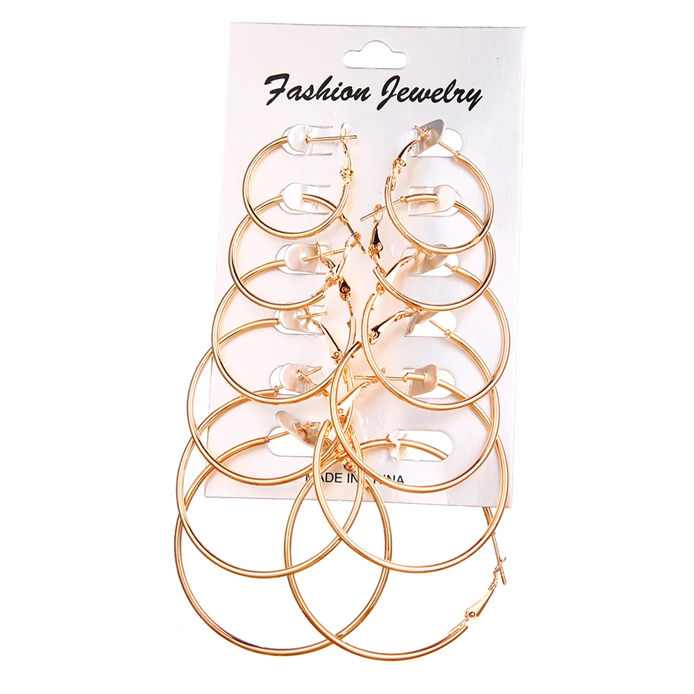 VKMRE 2022 New Fashion Big  Gold Circle Hoop Earrings Set Crystal Stud Earrings Set for Women Jewelry