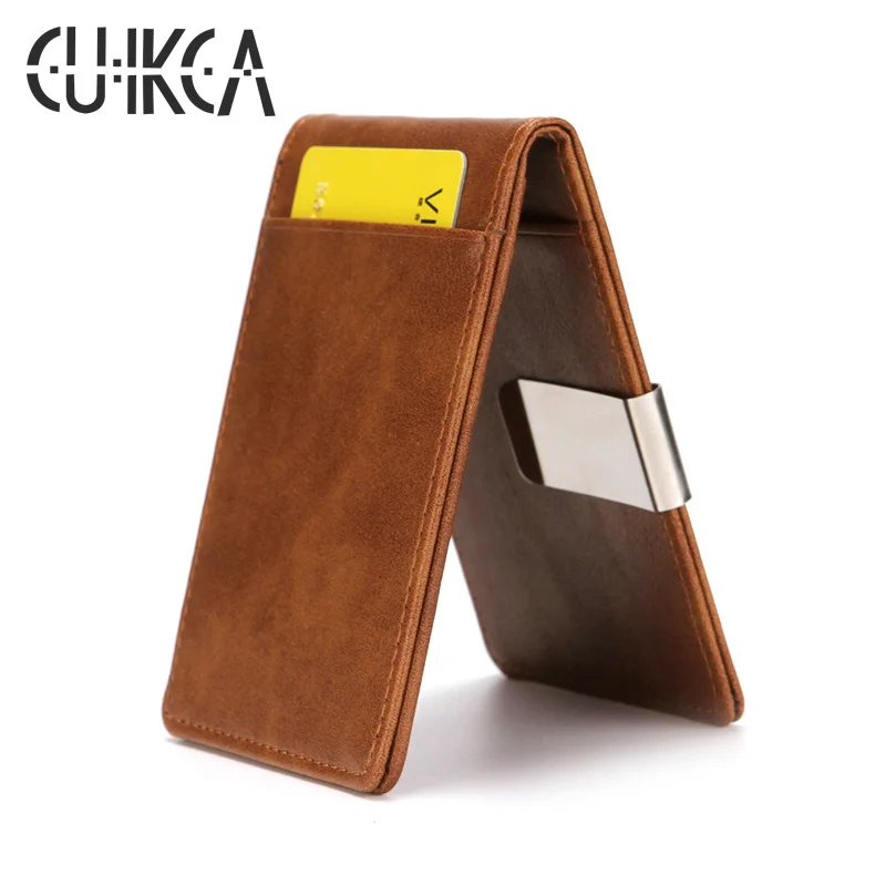 

CUIKCA Wallets Leather Men Designer Wallets Famous Brands Credit Card Holder Men's Money Clip, 2 colors