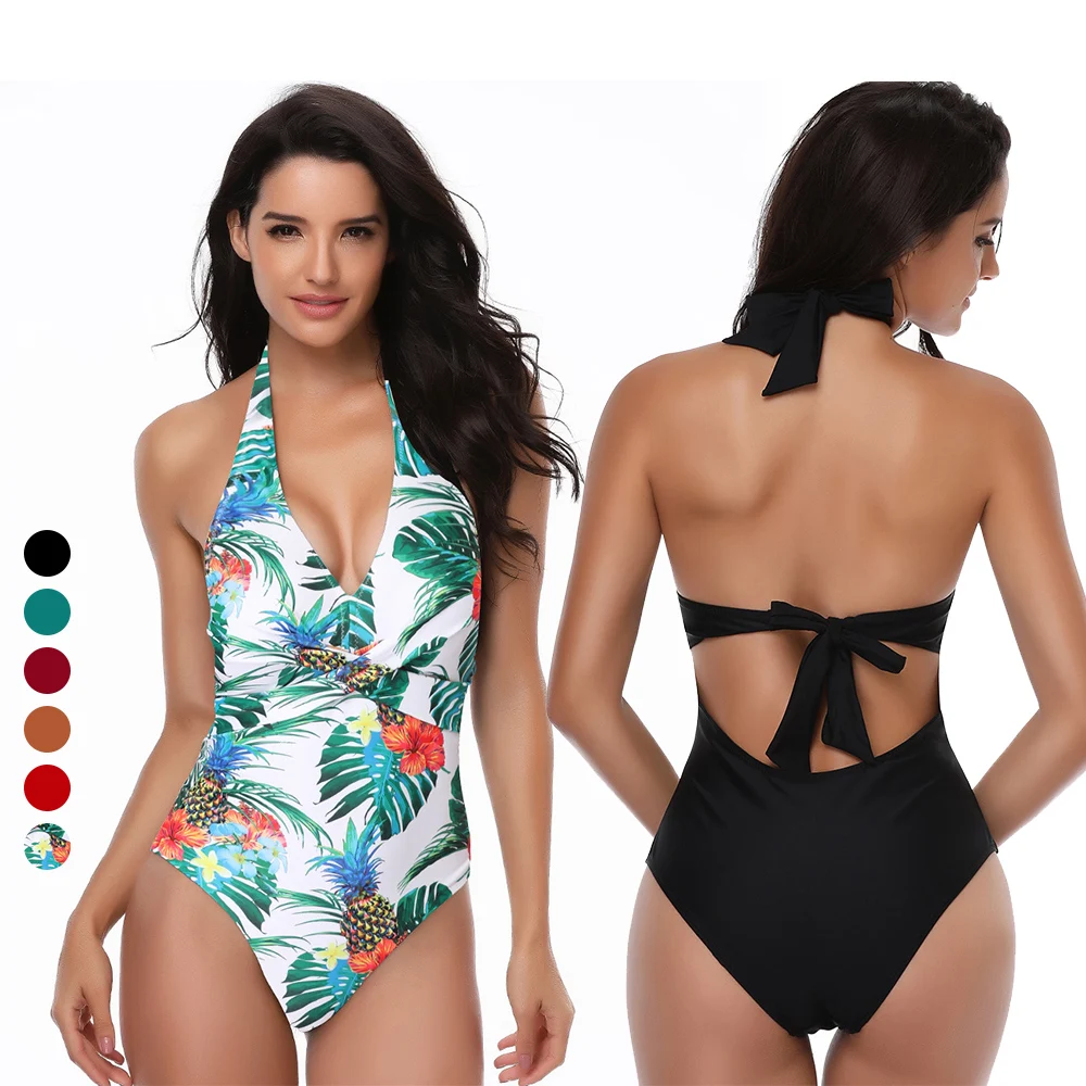 

Wholesale Ladies Swimsuit One Piece Swimsuit Ladies Swimwear Women Solid Ladies Body Swimsuit V Neck Swimwear Bikini, Picture shown