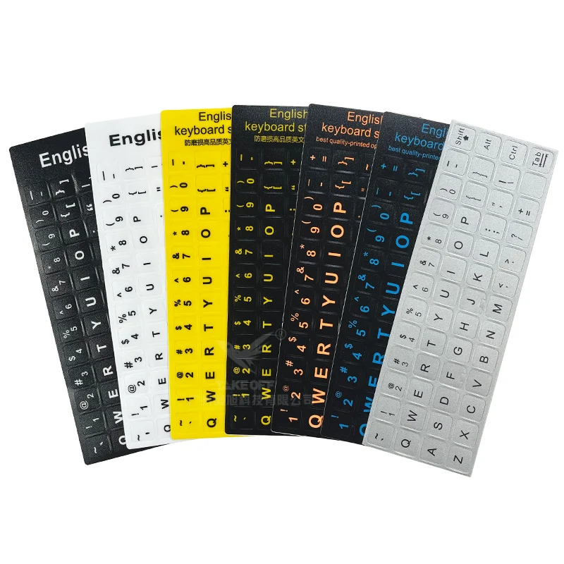 

English Keyboard Sticker Multicolor High quality keyboard sticker for laptop, Black, white, yellow, blue, orange, silver