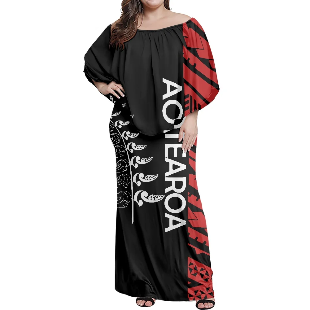 

Aotearoa New Zealand Feather Vintage Tattoo Print Custom Plus Size Women's Dresses Cheap And Super Popular Dress Girl Night, Customized color