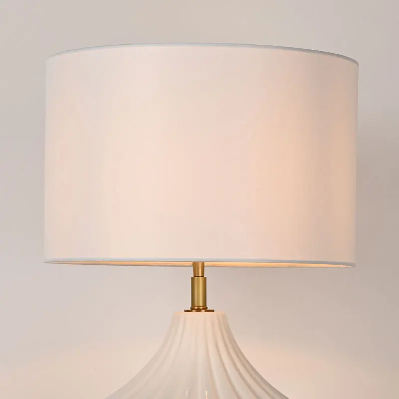Simple Designs Living Room Family Bedroom Drum Shade Skirt Ceramic Table Lamp
