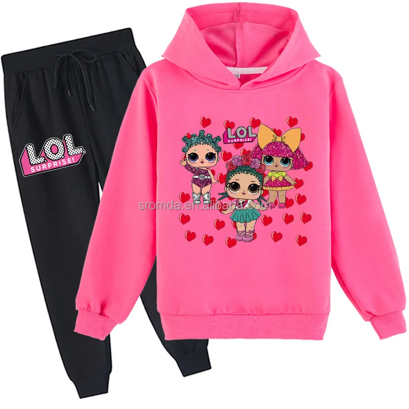 

Hot Selling Girls Clothing Cotton Hoodie Sets LOL Dolls Long Sleeve Hoodie +Trousers Cartoon Children's Suit