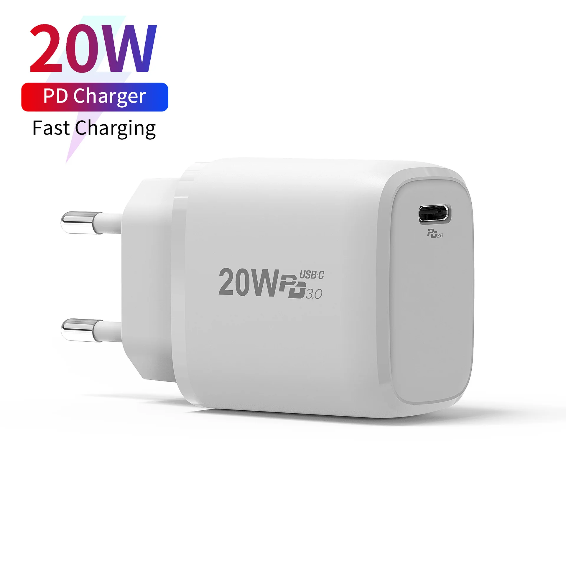 

Quick Charge 4.0 3.0 QC PD Charger 20W QC4.0 QC3.0 USB Type C Fast Charger, Black white