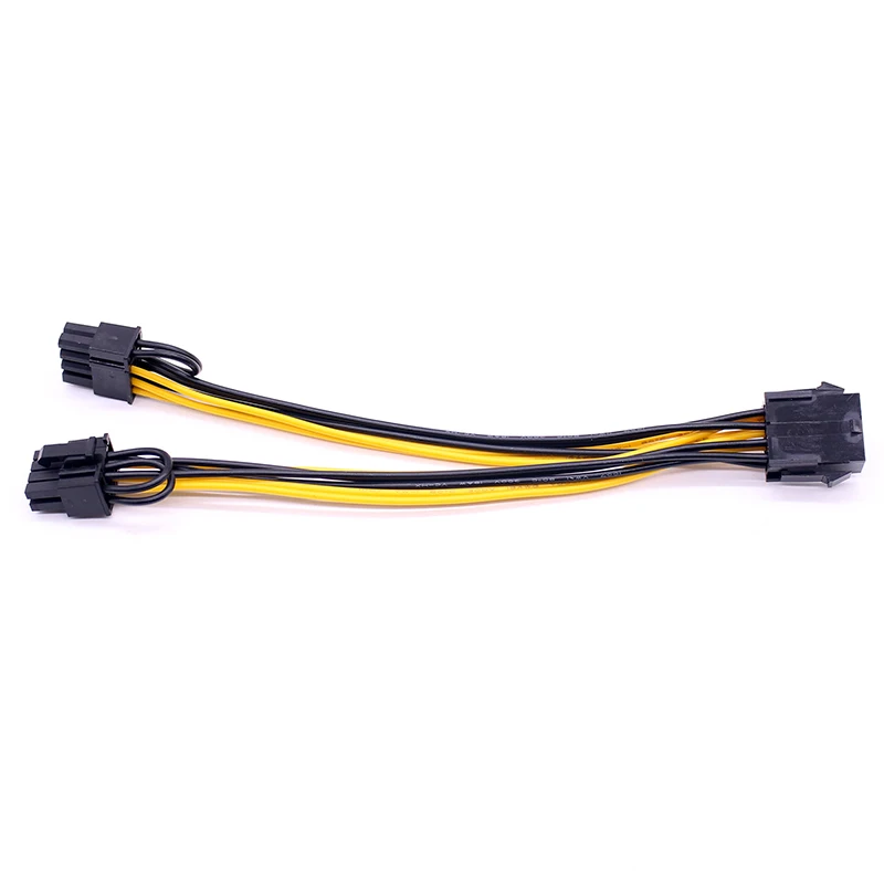 

PCI-Express PCIE 8 Pin to Dual 8 (6+2) Pin VGA Graphic Video Card Adapter Power Supply Cable 20cm pci-e dual power cable, Black/yellow