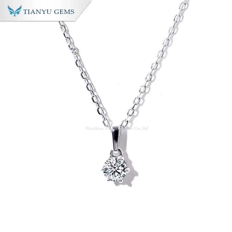 

Tianyu gems best friend moissanite choker 18k white solid gold plated chain link 925 sterling silver pendant necklace