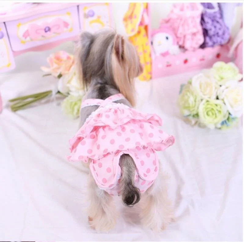 

Jhcentury Lovely Cute Female Dog Physiological Pants Lace Dots Comfortable Washable Pet Sanitary Physiological Pants, Picture