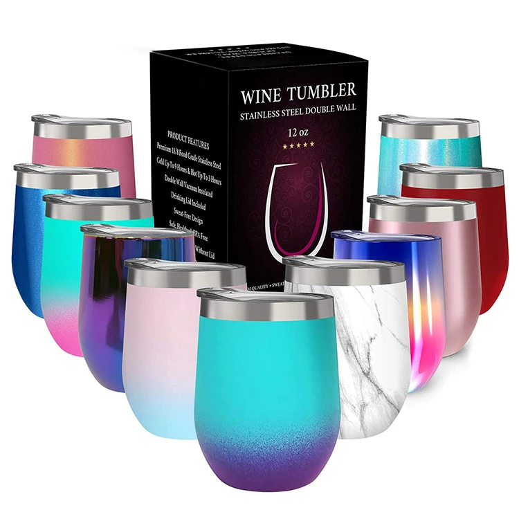 

Amazon Top Sell 12oz 20oz Stainless steel tumblers mugs in bulk double wall vacuum water cups wine tumbler with lids and straws, Customized colors acceptable