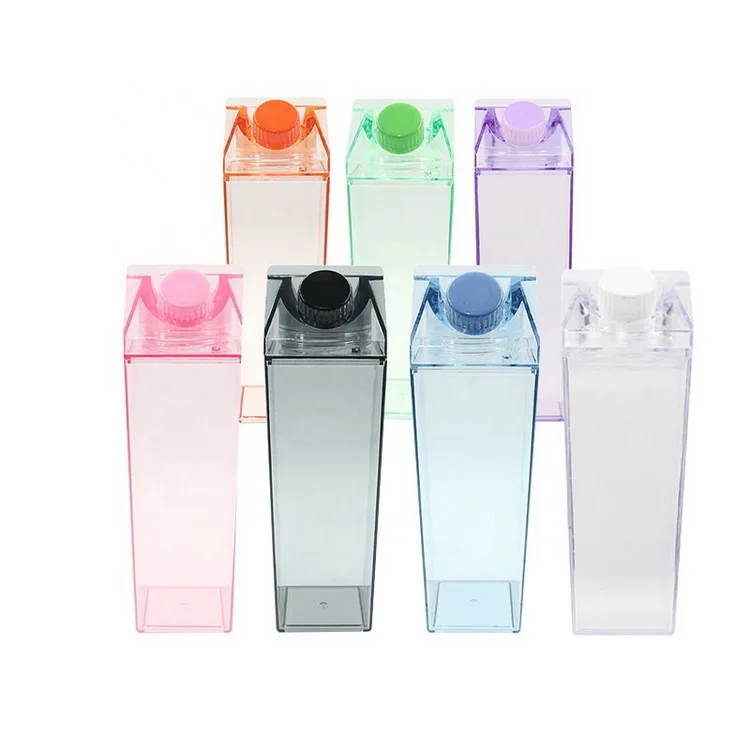 

500ml 17OZ BPA Free Plastic Clear Acrylic Milk Carton Water Bottles