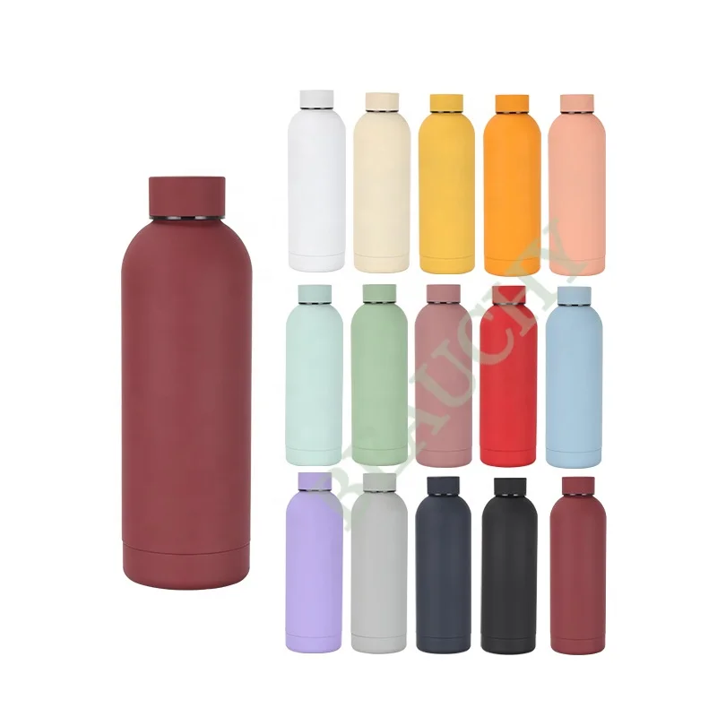 

Food Grade BPA Free Rubber Paint 500ml 750ml Double Wall Small Mouth Stainless Steel Sport Flask Water Bottle