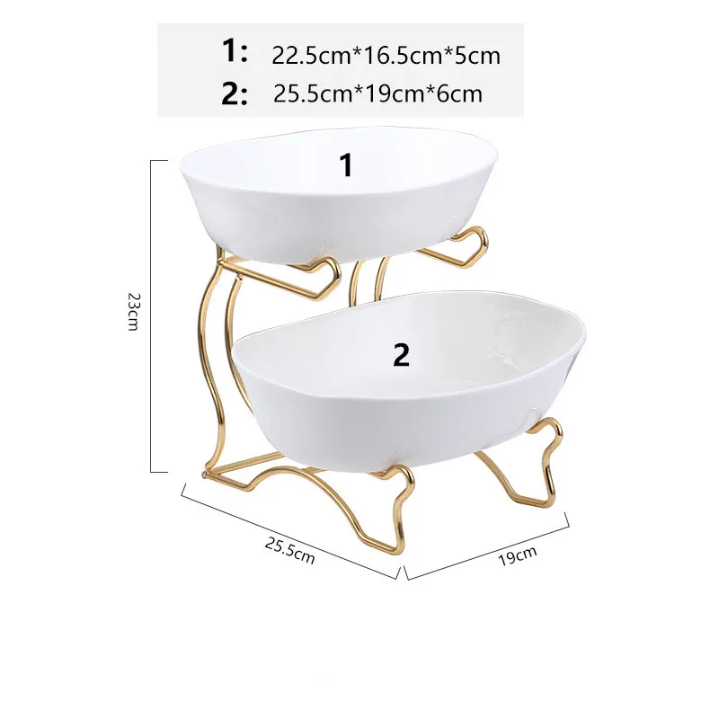 

Light luxury Luxury Ceramics Double-layer Dessert Table Three-tier Dessert Plate Wedding Cake Birthday Fruit Plate, Customized color