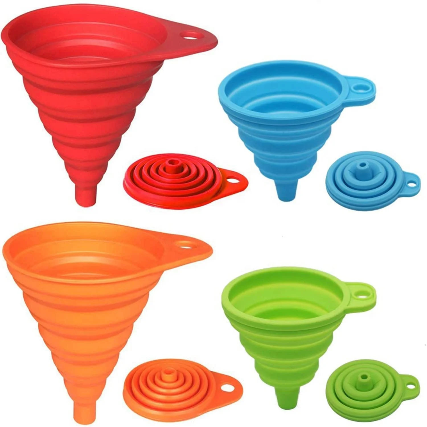 Kitchen Accessories Funnels for Filling Bottles Food Grade Silicone Collapsible Funnel for Liquid/Powder Transfer Hopper