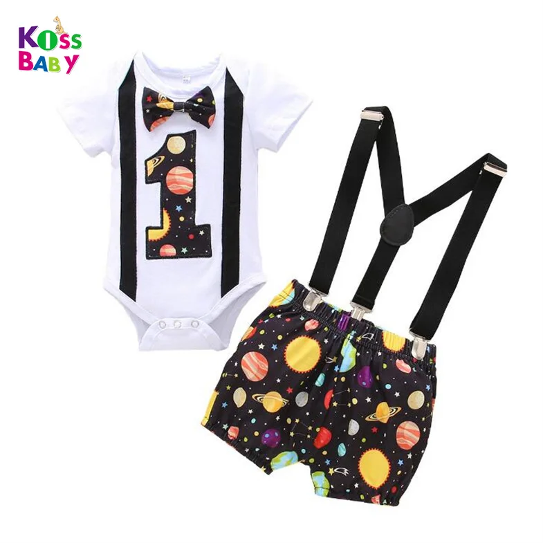 

Baby Boy First Birthday Outfit Costume 1st birthday outfit boy Gentleman Tie Romper+Shorts babies clothes boys girls sets, Picture shows
