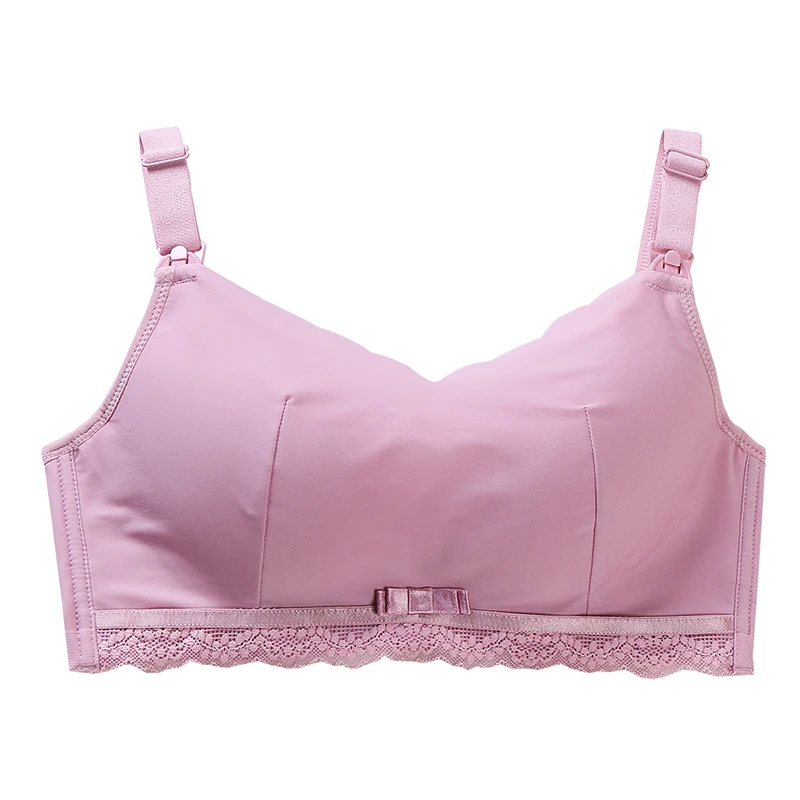 
Whosale free cut bowknot lace maternity bra push up prevent sagging wireless front open nursing bra underwear 