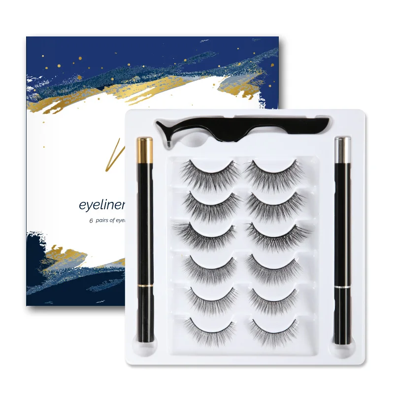 

wholesale custom boxes 6 pairs 5 pairs waterproof eyeliner pen ,gold eyeliner eyelash adhesive pen, Black color