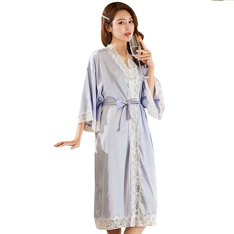 

Wholesale Sexy Silk Nightgown Women Lace Pajamas Bridal Pajamas Korean Lace Ice Silk Robe Bridal Gown Pajamas One Piece, Picture shows