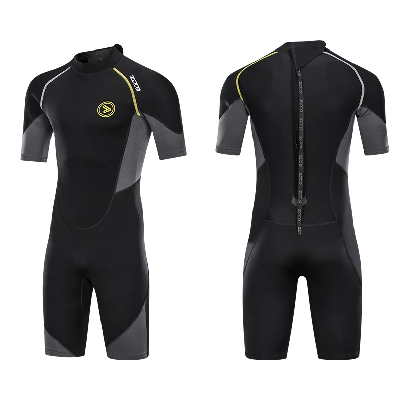 

1.5mm Ultra Stretch Back Zip Full Diving Suit, Men-Snorkeling, Diving Swimming, Surfing Neoprene Spearfishing Wetsuit, Black+grey