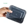 eco friendly restaurant rectangular pp microwave disposable takeawway black plastic food container