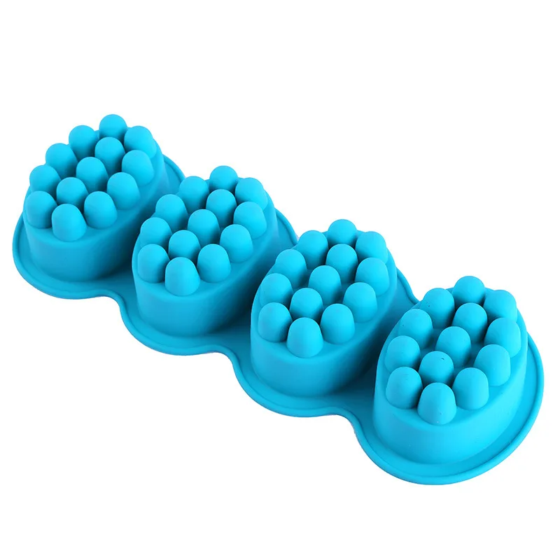 

BPA Free Eco-Friendly 4 Cavities Oval Silicone Bar Massage Soap Mold Molds De Jabon, Custom