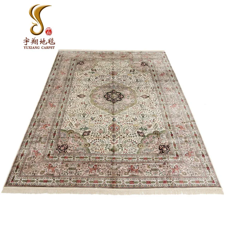 

Yuxiang 10x13 ft Luxury Living Room Rug Hand Knotted Persian Carpet Spun Handmade Silk Carpet Persian Rug