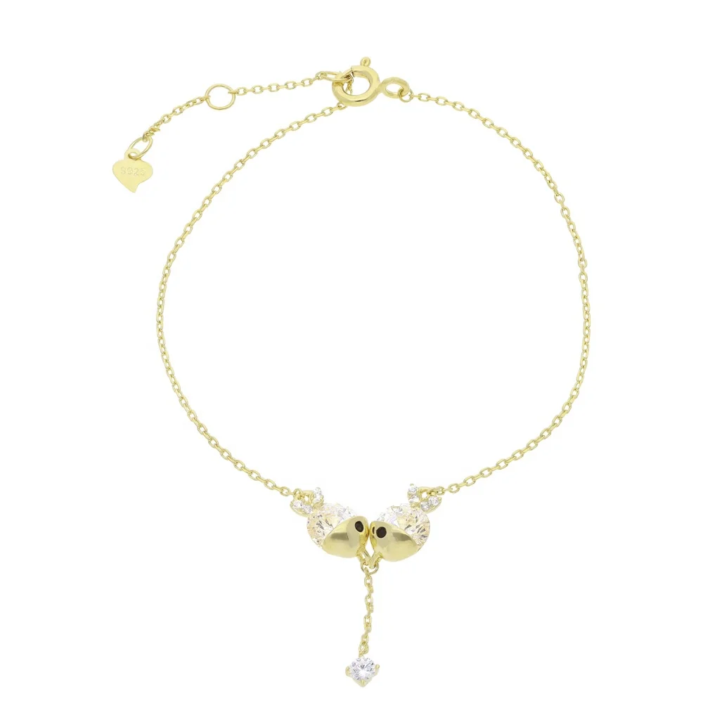 

Wholesale Handmade Women's Fashion Zircon 18K Gold Plated Silver Bracelet, Gold color