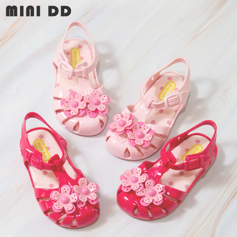 

MINI DD 2022 Summer New Fancy Shoe Girls Cute Luxury Baby Little Flowers Shoes Anti-slip Toddler Girl Jelly Sandals