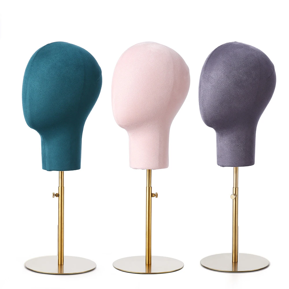 

Fancy Velvet Mannequin Head Model Wig Display Stand Tabletop Hat Display Rack Wig head mannequin, 10 colors