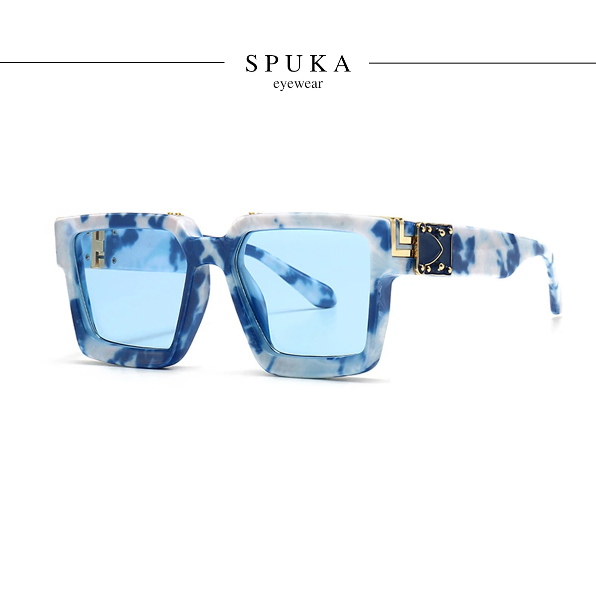 

SPUKA 86229 Designer Square Sun Glasses Women Men Brand Fashion UV Sunglasses, Photo shows/custom