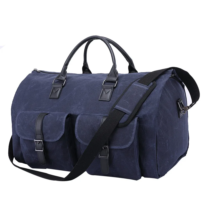 

Denim Jean Canvas Convertible Carry-on Garment Duffel Bag 2 in 1 Suit Travel Bag Duffel Weekend Gym Bag, Black,navy