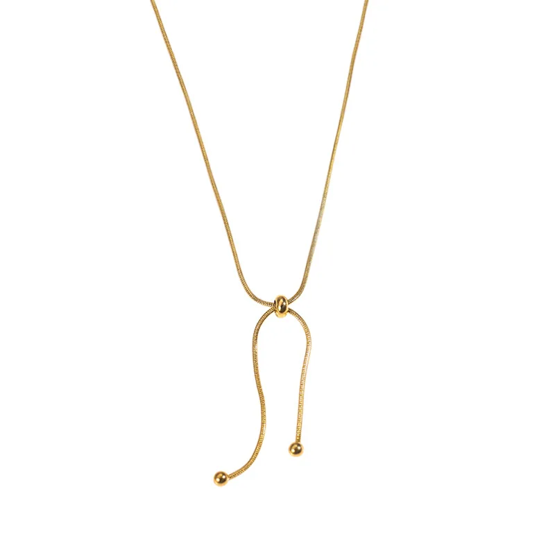 

HOVANCI Dainty 14k Gold Snake Bone Chain Minimalist Cartilage Beads Pendant Stainless Steel Necklace