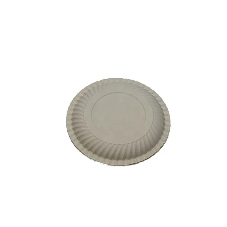 

100% Compostable Sugarcane Pulp Round Disposable Plates Wholesale Fish Dish